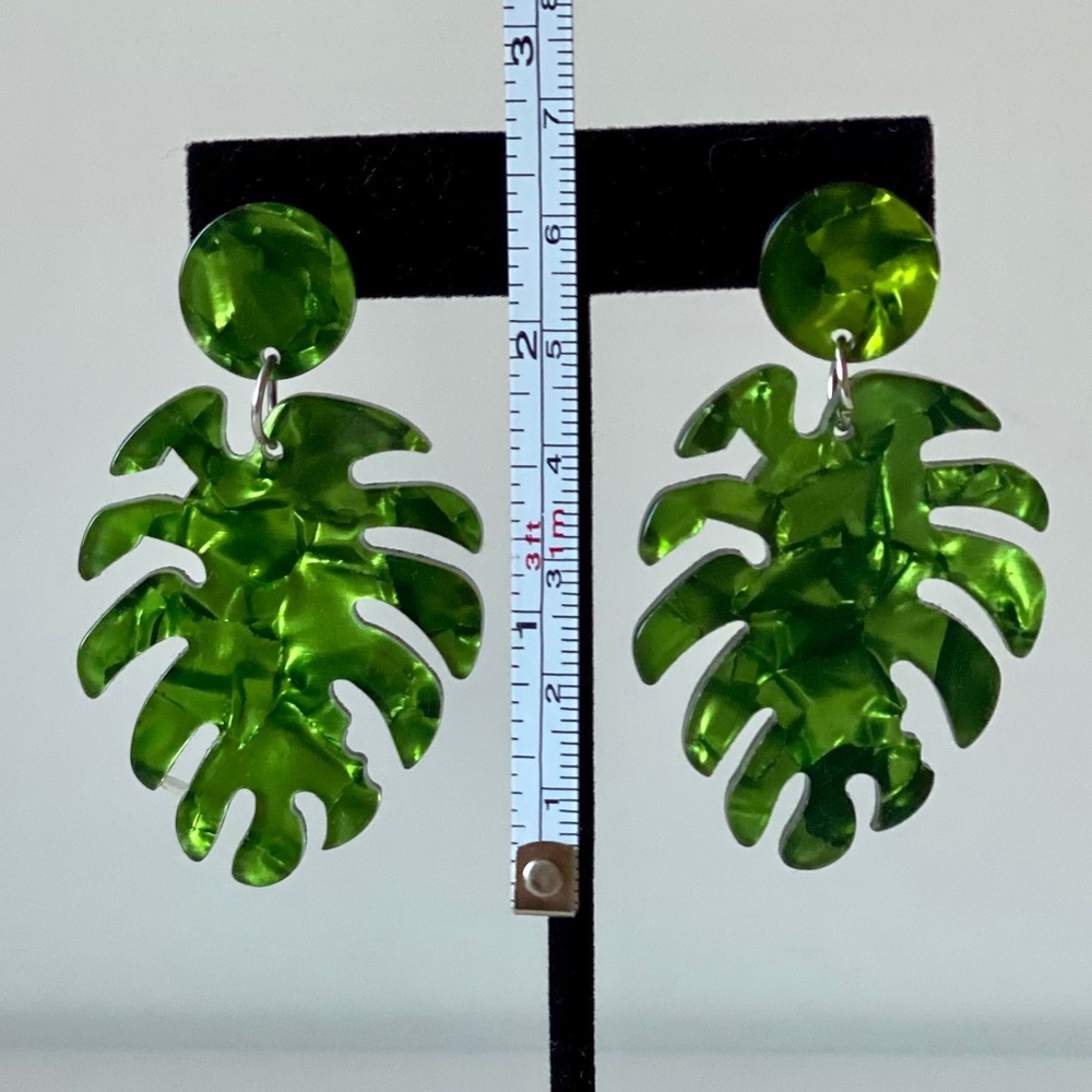 Tropical Leaf Statement Boho Earrings - image 6